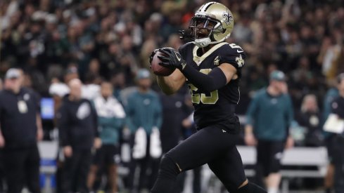 Marshon Lattimore celebrates an interception