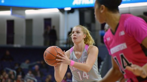 Dorka Juhasz lines up a free throw against Northwestern. 