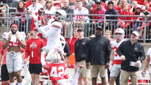 Binjimen Victor Hauls in a touchdown pass. "That's probably a record."