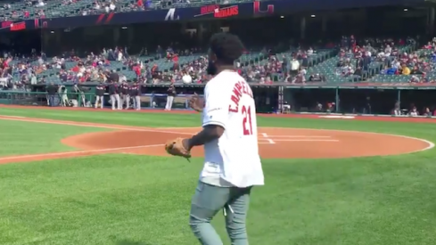 Parris throws the opening pitch.