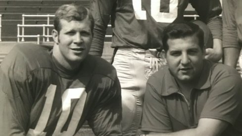 Ohio State quarterback Rex Kern and offensive assistant coach George Chaump.