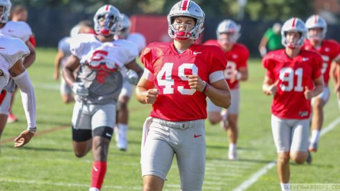 Liam McCullough and other Ohio State players during 2018 fall camp.