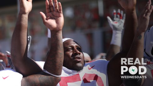 Davon Hamilton celebrates the win at Indiana.