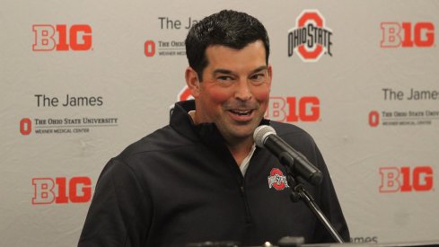 Ryan Day meets with media.