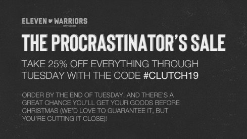 The Procrastinator's Sale at Eleven Warriors Dry Goods