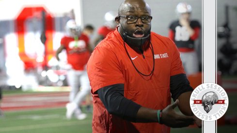 Tony Alford is coaching in today's skull session.