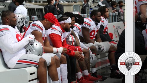 The team is sitting on the bench in today's skull session.