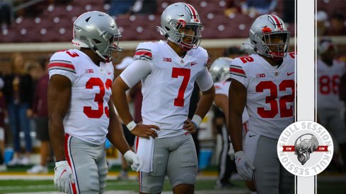 C.J. Stroud has some body guards in today's skull session.