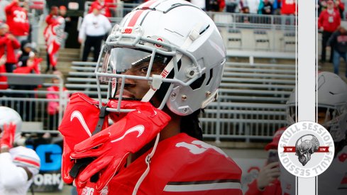 Marvin Harrison Jr. has gloves in his face in today's skull session.