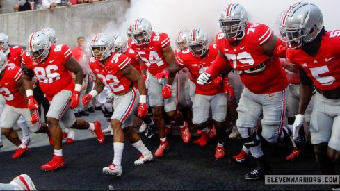 Ohio State players taking the field at Ohio Stadium