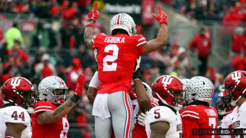 Wide receiver Emeka Egbuka of the Ohio State Buckeyes