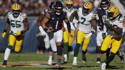 Justin Fields running against the Green Bay Packers