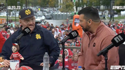 Ryan Day talking to a Lou Holtz impersonator