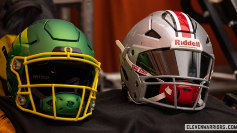 Oregon and Ohio State helmets