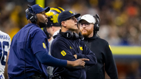 Sherrone Moore and Jim Harbaugh