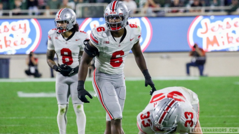 Ohio State defensive personnel Lathan Ransom (left) Sonny Styles (middle) and Jack Sawyer (right)