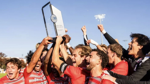 Ohio State men’s soccer celebrating its Big Ten regular-season championship