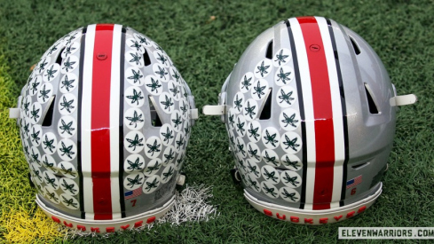 The Ohio State University football helmets