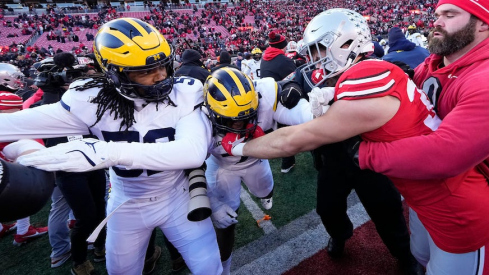 Ohio State and Michigan players fighting after The Game