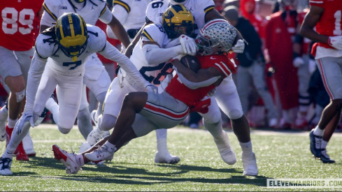 Quinshon Judkins getting tackled vs. Michigan