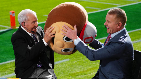 Lee Corso, Kirk Herbstreit and a Brutus head