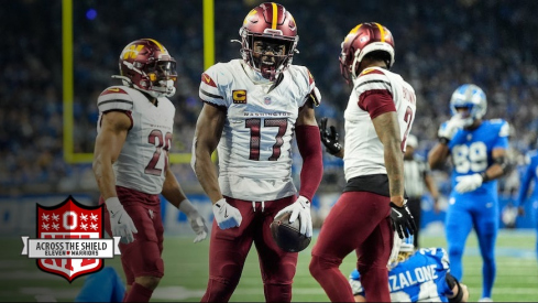 Terry McLaurin celebrating his touchdown vs. the Lions