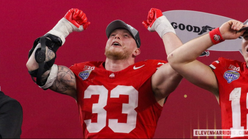 Jack Sawyer celebrating the Cotton Bowl win