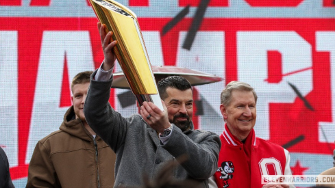 Ryan Day with CFP trophy