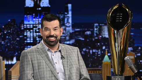 Ryan Day and the national championship trophy