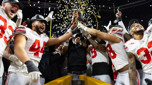 National championship trophy hoist