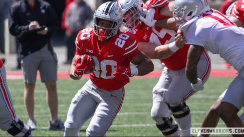 James Peoples running the ball in Ohio State’s 2024 spring game