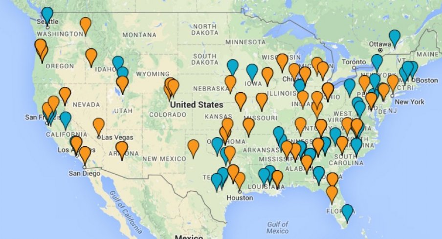 Photo: Map Showing Where Every Super Bowl 50 Player Attended College ...