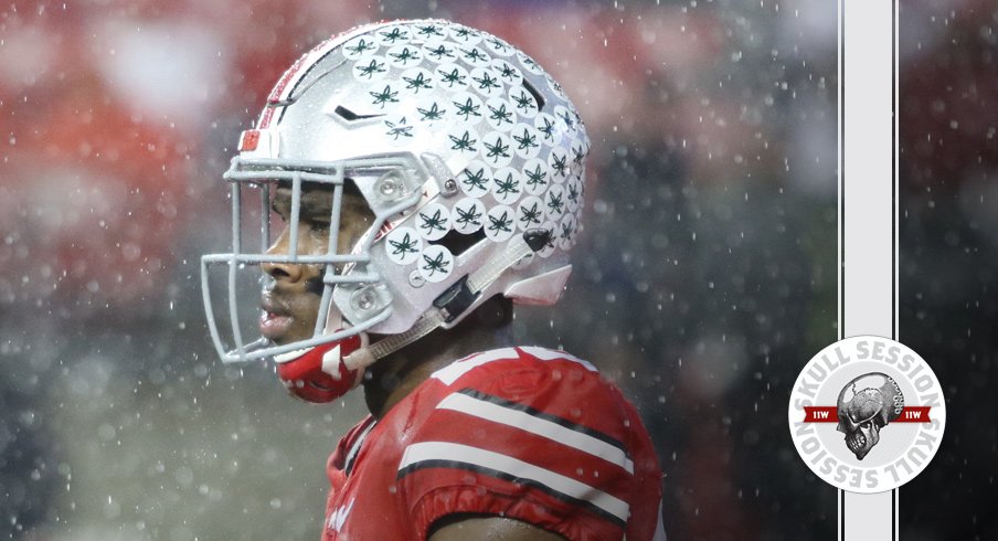 Jeffrey Okudah in the rain for the April 5 2018 Skull Session.