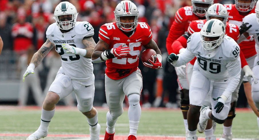 Mike Weber in Ohio State's 48-3 win over Michigan State in 2017.