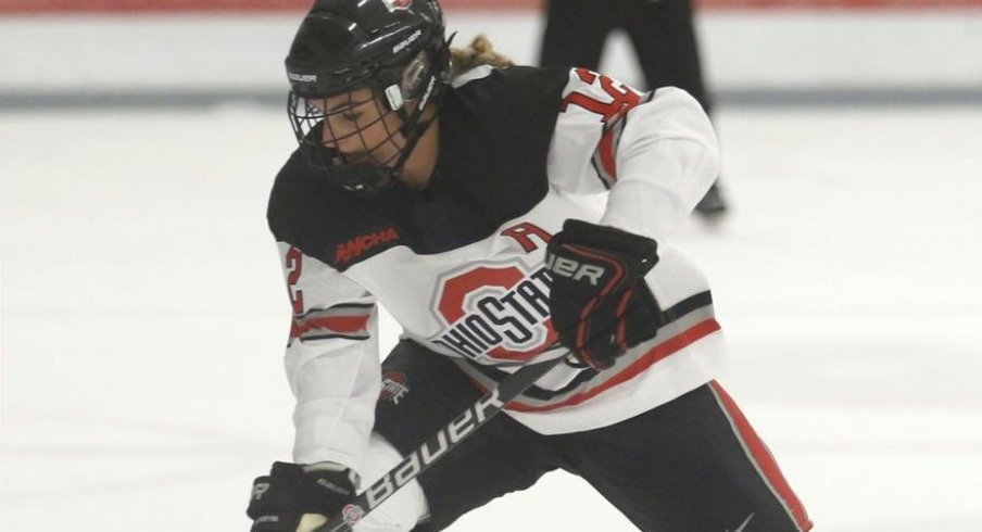 Senior Maddy Field leads the Buckeyes into action against Minnesota-Duluth.