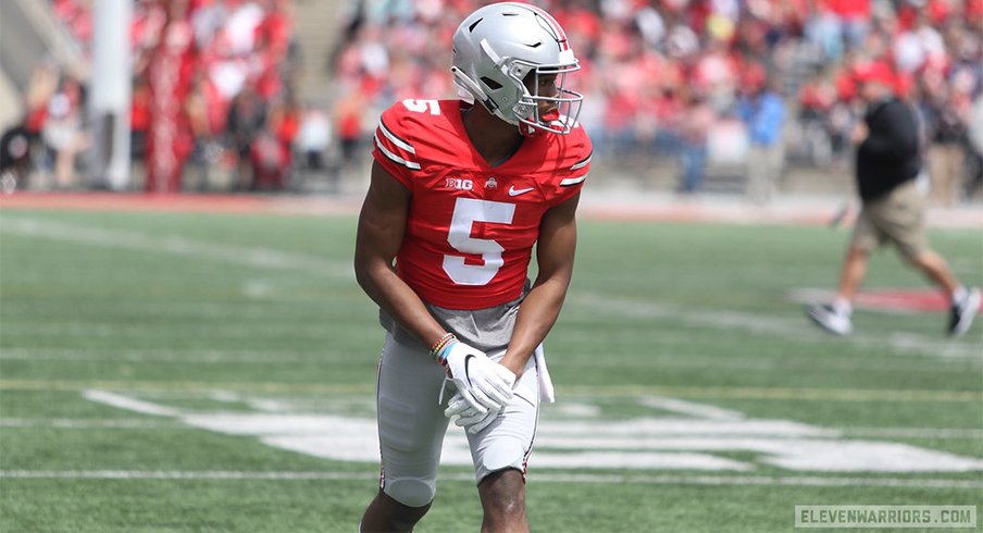 Buckeye freshman receiver Garrett Wilson has black stripe removed