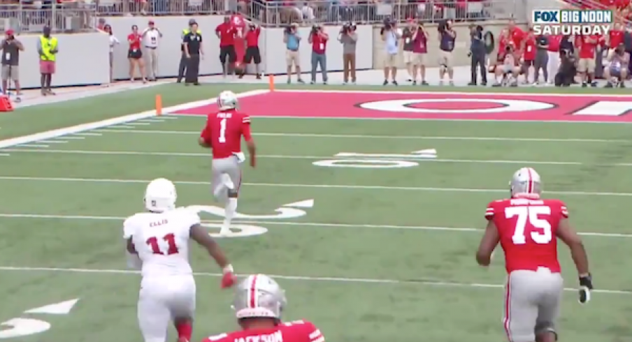 Watch Justin Fields Bust A 51-Yard Touchdown On His First Carry As A ...