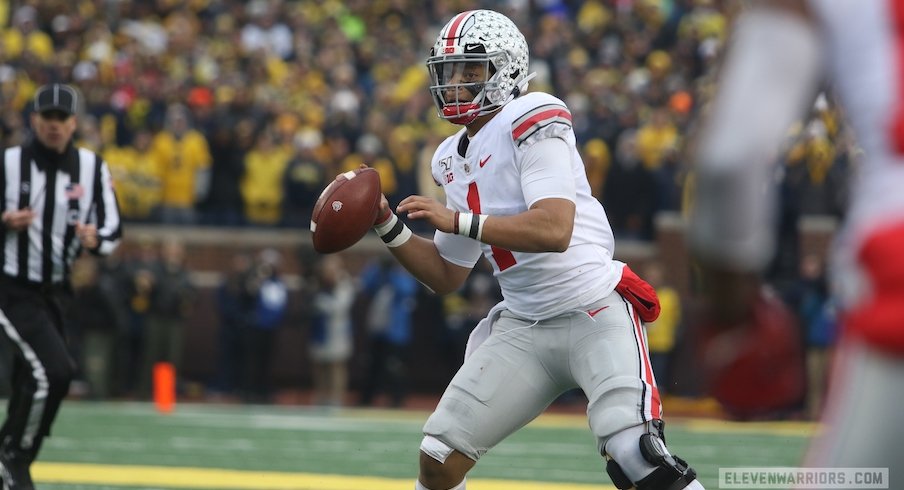 Ohio State QB Justin Fields Not Talking About His Knee Today - The