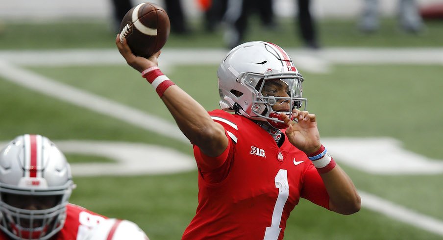 Justin Fields postgame media availability