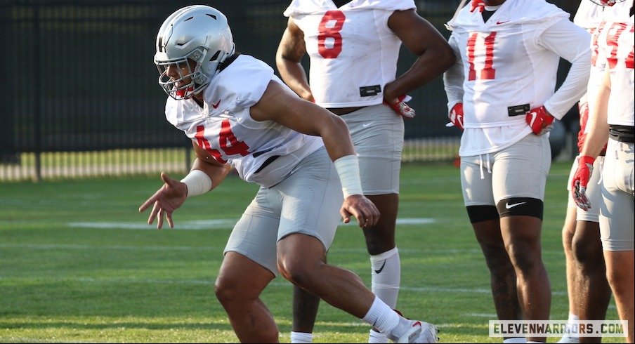 Observations From Ohio State S First Practice Of Preseason Camp Josh Fryar And Cody Simon Take First Team Reps J T Tuimoloau Makes His Debut Eleven Warriors