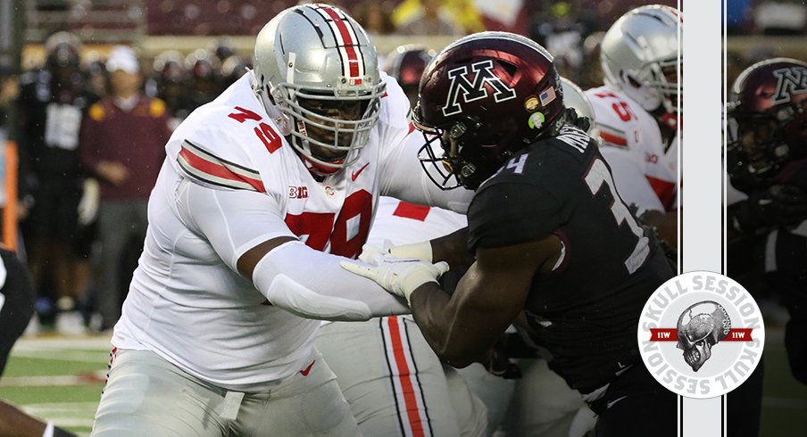 Dawand Jones pushes people around in today's skull session.