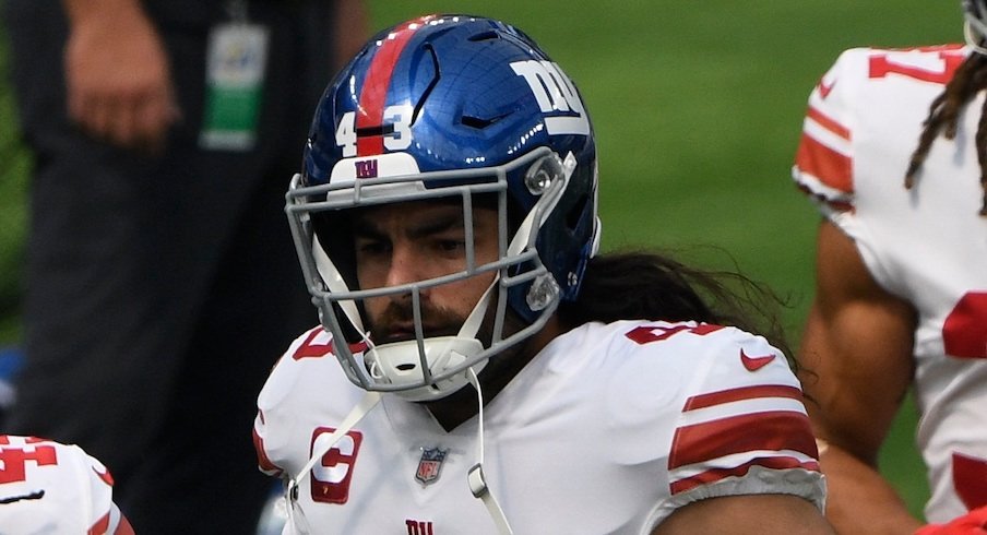 New York Giants defensive back Nate Ebner (43) runs against the