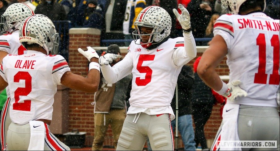 Ohio State Buckeyes wide receivers Chris Olave and Garrett Wilson