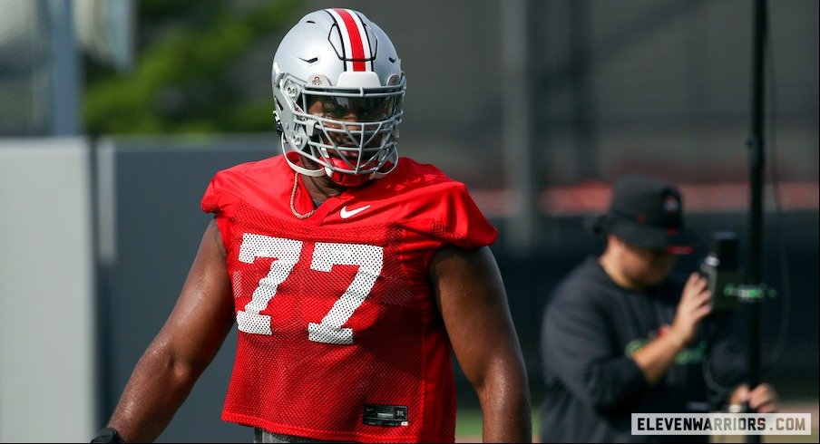 Ohio State Football's Paris Johnson played darts at Bears meeting