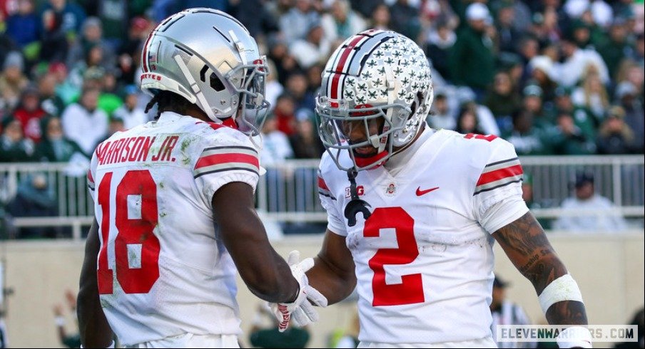 Marvin Harrison Jr. and Emeka Egbuka hanging out in the end zone. 