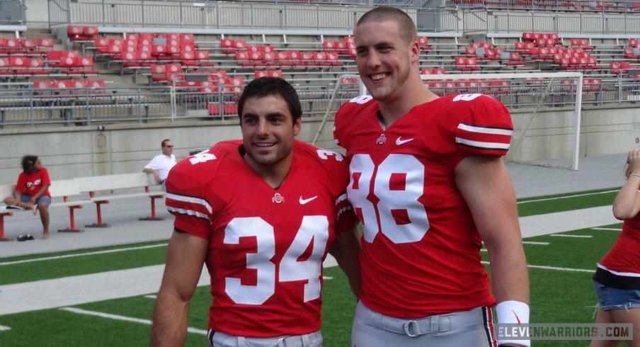 Nate Ebner and Reid Fragel of The Ohio State Buckeyes