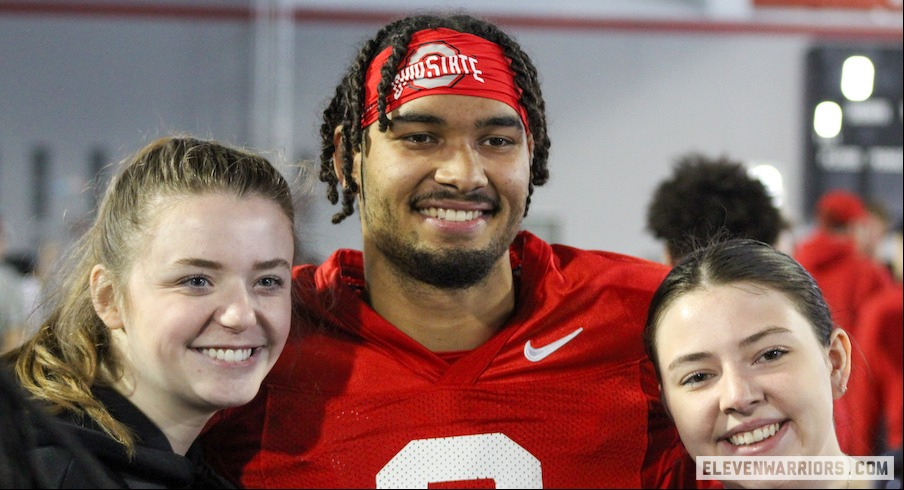 Emeka Egbuka with fans at Student Appreciation Day