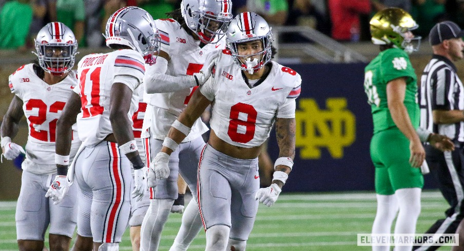 Lathan Ransom celebrating against Notre Dame