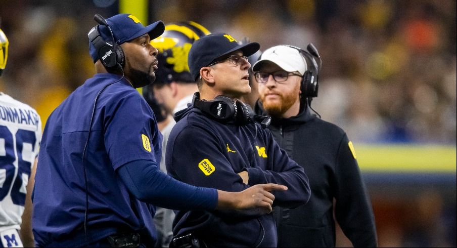 Sherrone Moore and Jim Harbaugh