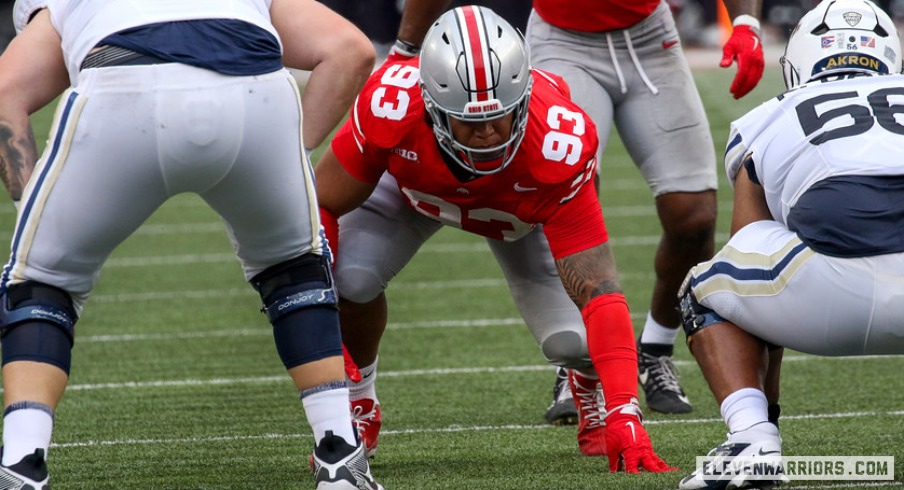 Hero Kanu makes his first start for the Buckeyes, replacing Tyleik Williams as defensive tackle